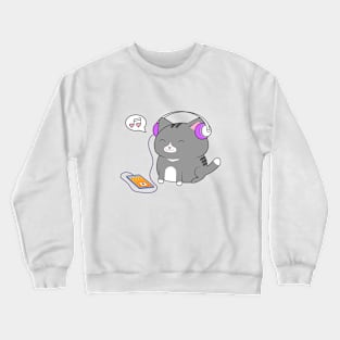 Cat listening to tunes Crewneck Sweatshirt